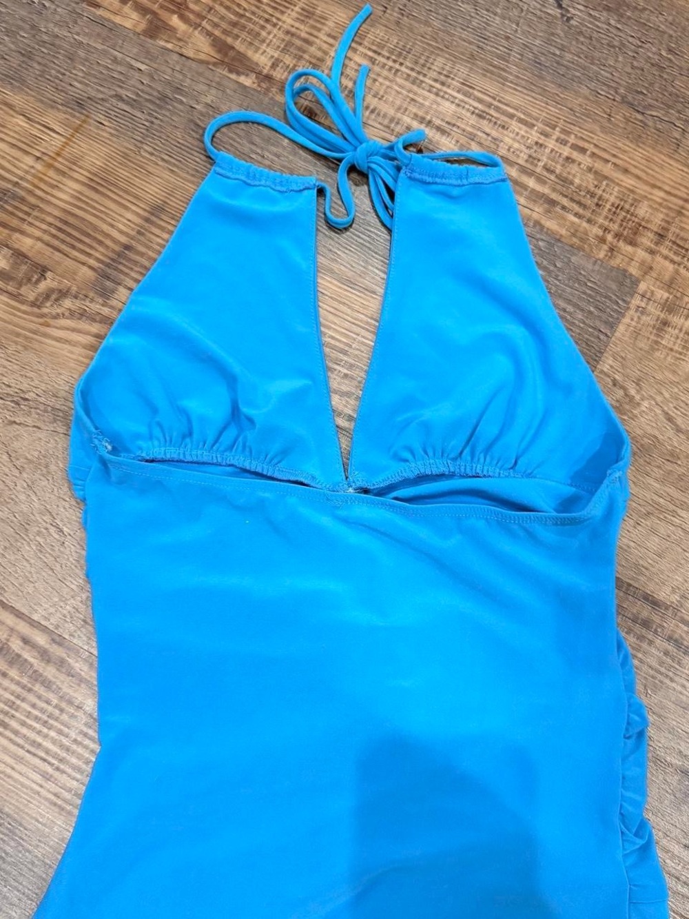 Lipstick Boutique Blue Backless Halter Ruched Midi Dress - Picture 4 of 6